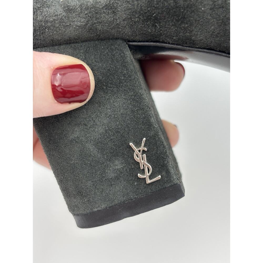 Saint Laurent Suede Gladiator Sandals Black Suede Size 37.5 / 7.5 Buckles - Picture 6 of 16